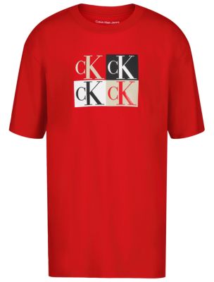 Boys Colorblock Monogram Graphic Classic T-Shirt, Racing Red