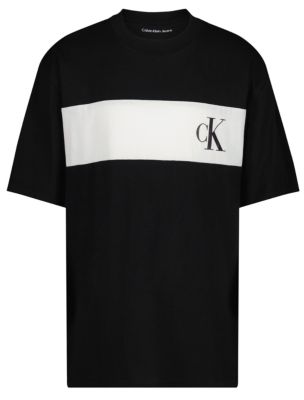 Boys Monogram Stripe Graphic Classic T-Shirt, Black
