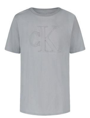 Boys Embossed Monogram Logo Tee, Alloy