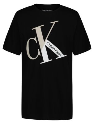 Boys Colorblock Monogram Logo Tee, Black