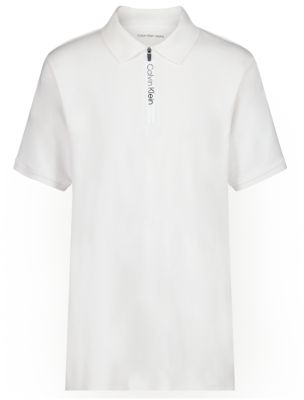 Boys Zip Polo Shirt, White