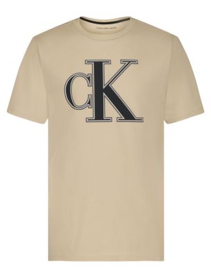 Boys Chain Stitch Monogram Logo Tee, White Pepper