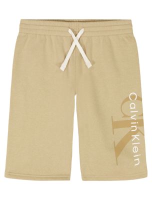 Boys Monologo Knit Shorts, White Pepper