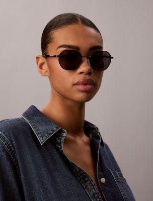 Мужские солнцезащитные очки Calvin Klein Metal Modified Rectangle Sunglasses — фото 3