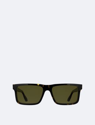 Acetate Rectangle Sunglasses, Dark Havana