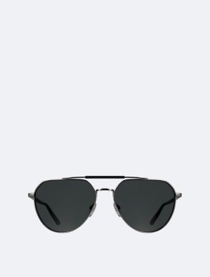Metal Aviator Sunglasses, Dark Ruthenium