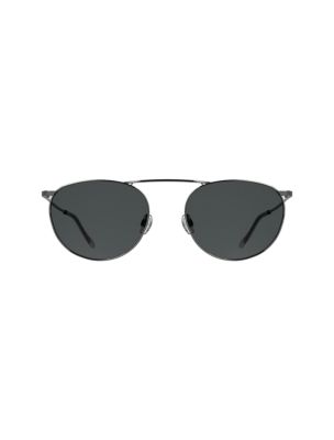 Metal Round Sunglasses, Dark Gunmetal
