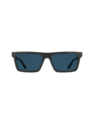 Acetate Slim Modified Rectangle Sunglasses, Gray