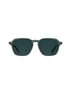 Acetate Modified Rectangle Sunglasses, Transparent Blue