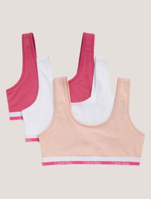 Girls Varsity Cotton Stretch 3-Pack Bralette, Spanish Villa / Berry / White