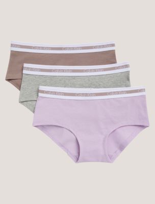 Girls Varsity Cotton Stretch 3-Pack Hipster, Pastel Lilac / Heather Gray / Dusted Fox