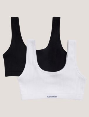 Logo Rib 2-Pack Bralette, Black / White