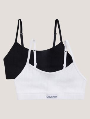 Logo Rib 2-Pack Cropped Bralette, Black / White