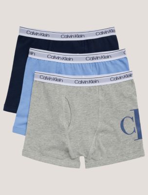 Boys Monogram Cotton Stretch 3-Pack Boxer Brief, Blue Descent Multi