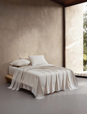 Grid Washed Percale Sheet Set, Flax Graphite