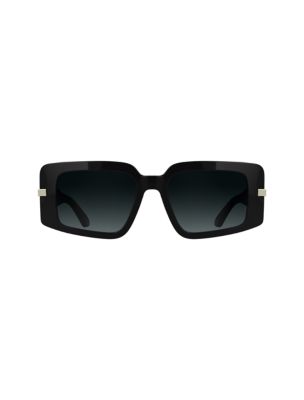 Modified Rectangle Sunglasses, Black Shiny/ Gradient Grey