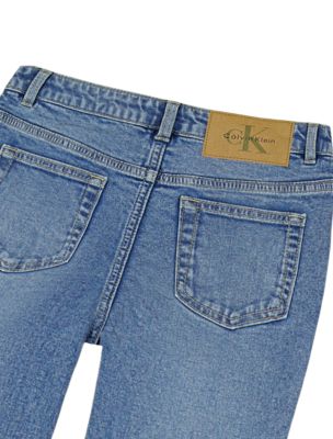 Расклешенные джинсы для девочек Calvin Klein двухцветные, цвет: Варёный — фото 3