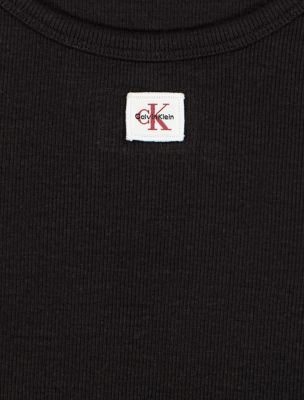 Футболка Calvin Klein Woven Monologo Baby Tee для девочек, цвет: Чёрный — фото 2