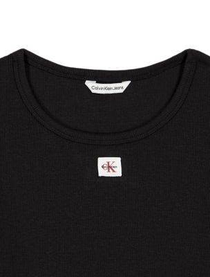 Футболка Calvin Klein Woven Monologo Baby Tee для девочек, цвет: Чёрный — фото 3