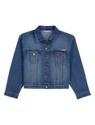 Calvin Klein Girls' 7-16 Button-Front Denim Jacket - Andrew Wash
