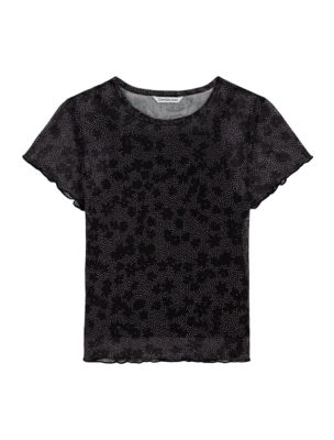 Топ для девочек Calvin Klein из сетки Power Mesh, цвет: Чёрный — фото 1