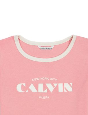 Футболка Calvin Klein Ringer Logo для девочек, цвет: Розовый — фото 3
