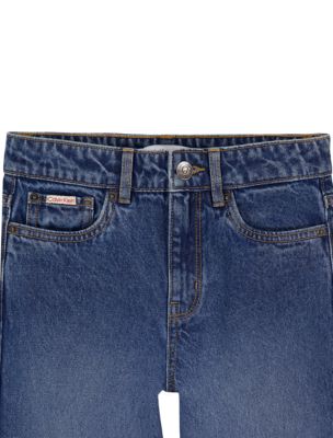 Широкие джинсы для девочек Calvin Klein, цвет: Синий варёный — фото 2