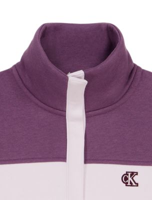 Толстовка для девочек Calvin Klein на кнопках, колор-блок, цвет: Орхидея ледяной — фото 4