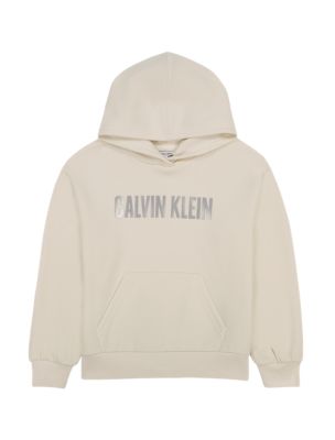 Худи для девочек Calvin Klein с металлизированным логотипом, цвет: Turtledove