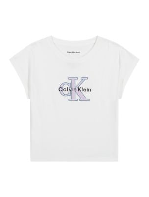 Футболка для девочек Calvin Klein с монологотипом, цвет: Белый — фото 1