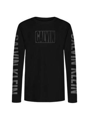 Лонгслив для мальчиков Calvin Klein Bold с крупным логотипом, цвет: Чёрный