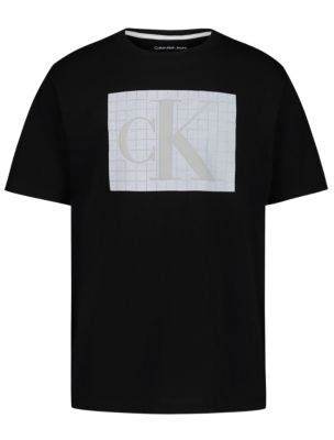 Футболка для мальчиков Calvin Klein с монограммой в клетку, цвет: Чёрный — фото 1