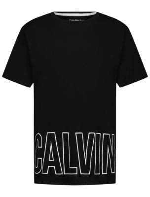 Футболка для мальчиков Calvin Klein с логотипом по краю, цвет: Чёрный — фото 1