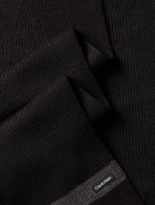 Женская шапка Calvin Klein Striped Ribbed Beanie & Scarf, цвет: Средний серый меланжевый — фото 2