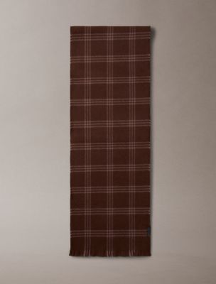 Plaid Yarn-Dyed Scarf, Brown Cork