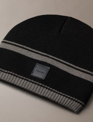 Мужская шапка Calvin Klein Border Stripe Beanie, цвет: Чёрный — фото 2