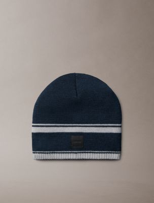 Border Stripe Beanie, Dark Sapphire