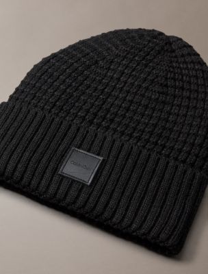 Мужской головной убор Calvin Klein Grid Stitch Cuff Hat, цвет: Чёрный — фото 3