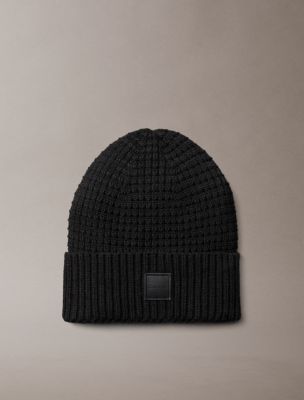 Мужской головной убор Calvin Klein Grid Stitch Cuff Hat, цвет: Чёрный — фото 1