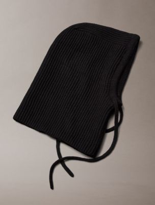Мужская балаклава Calvin Klein Ribbed Drawstring Balaclava, цвет: Чёрный — фото 2