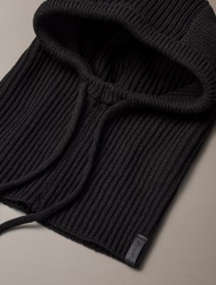 Мужская балаклава Calvin Klein Ribbed Drawstring Balaclava, цвет: Чёрный — фото 3