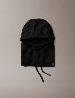 Мужская балаклава Calvin Klein Ribbed Drawstring Balaclava, цвет: Чёрный — фото 1
