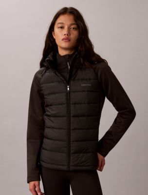 Calvin Klein Women's Mixed Media Puffer Jacket In 001