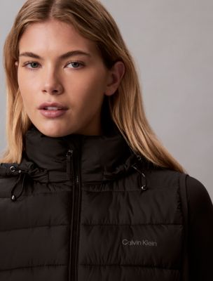 Женский жилет Calvin Klein Mixed Media Puffer Vest, цвет: Чёрный — фото 2