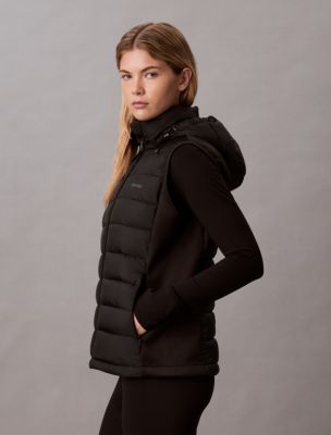 Женский жилет Calvin Klein Mixed Media Puffer Vest, цвет: Чёрный — фото 4