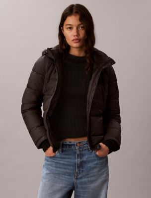 Женская облегающая стеганая куртка Calvin Klein из эластичной ткани, цвет: Чёрный