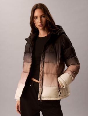 Calvin Klein Women's Ombre Slim Stretch Puffer Jacket - Black -