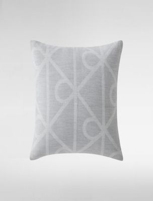 Emblem Logo Decorative Pillow, Pale Grey