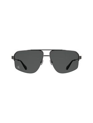 Мужские солнцезащитные очки Calvin Klein Modified Rectangle Metal Sunglasses, цвет: Dark Ruthenium