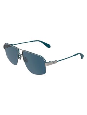 Modified Rectangle Metal Sunglasses - thumbnail 4